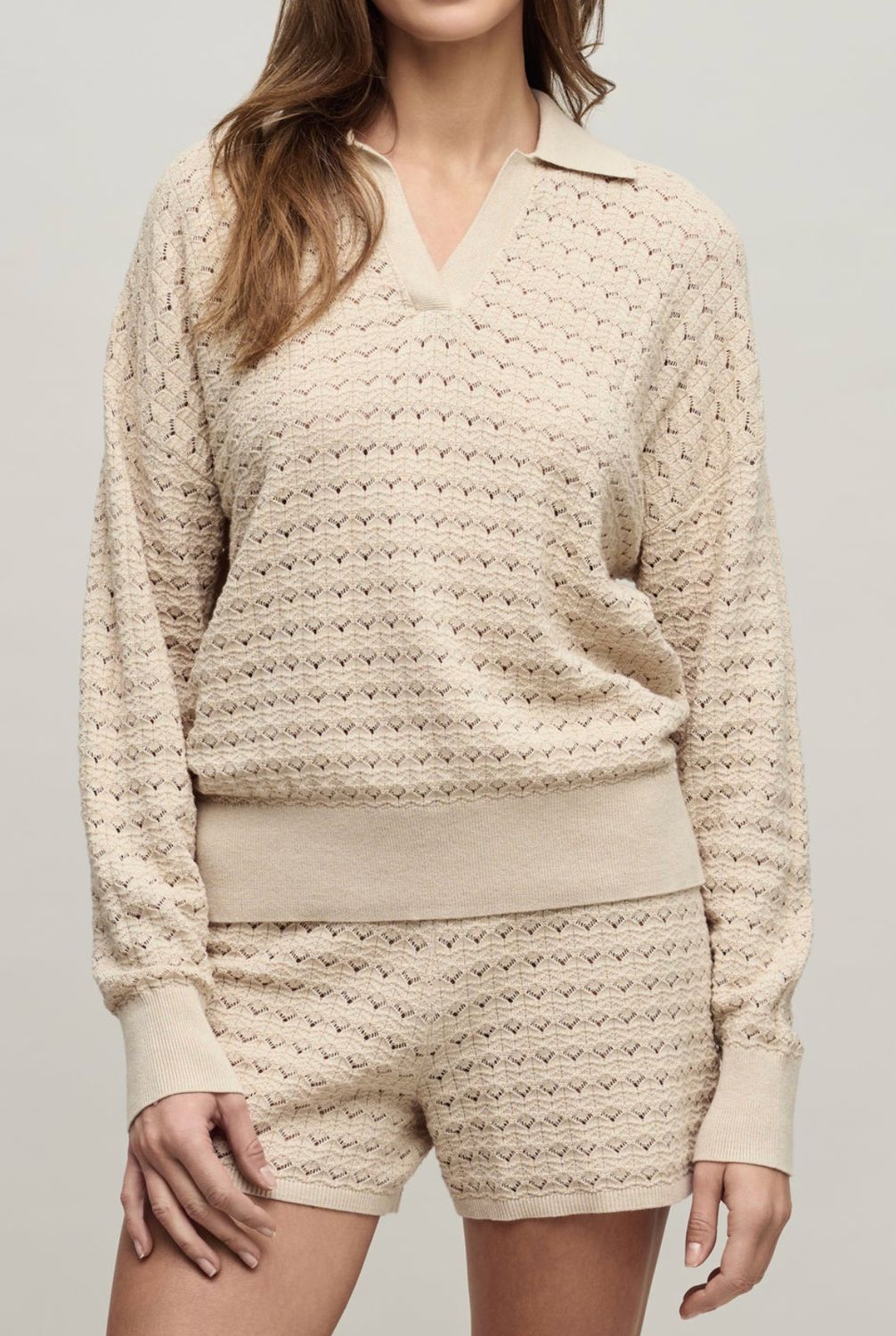 Heathered Stone Cotton Tulip Pointel Pullover