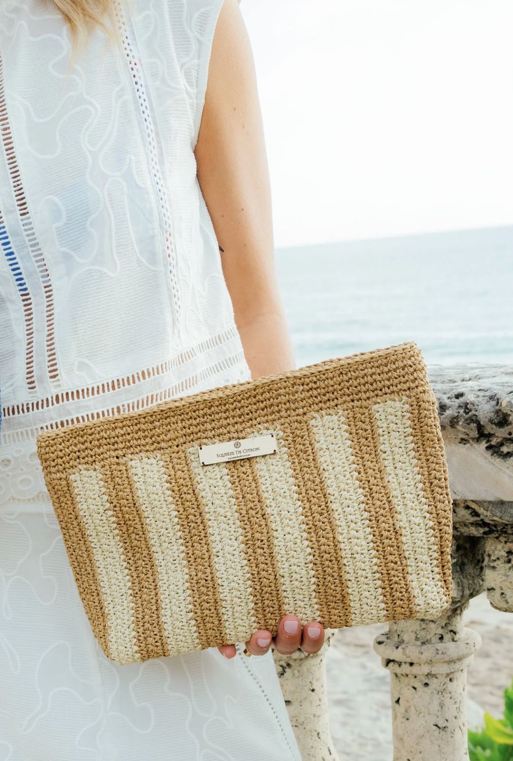 Sand Marinero Raffia Clutch