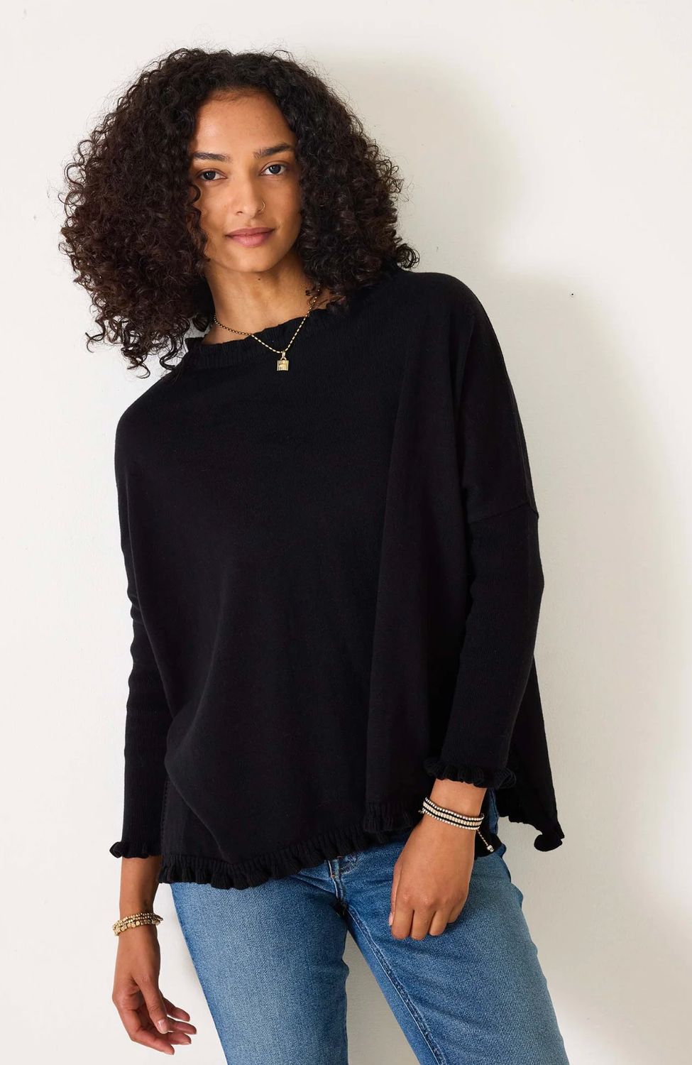 Catalina Cotton Ruffle Sweater Petite