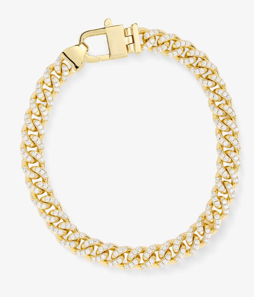 Pavé Julian Cuban Chain Bracelet 6.8mm Gold B1456GWTCZ