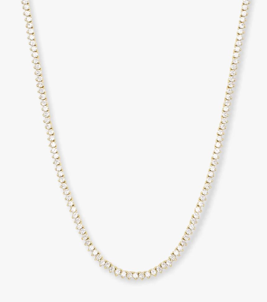 Baby Not Your Basic Tennis Necklace 16in 2mm Gold N6192GWTCZ