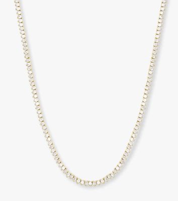 Baby Not Your Basic Tennis Necklace 16in 2mm Gold N6192GWTCZ