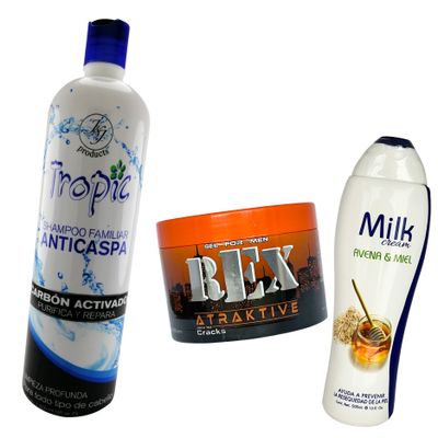 Combo  Activado:
shampoo tropic 
Gel rex Atraktive 
Crema milk cream