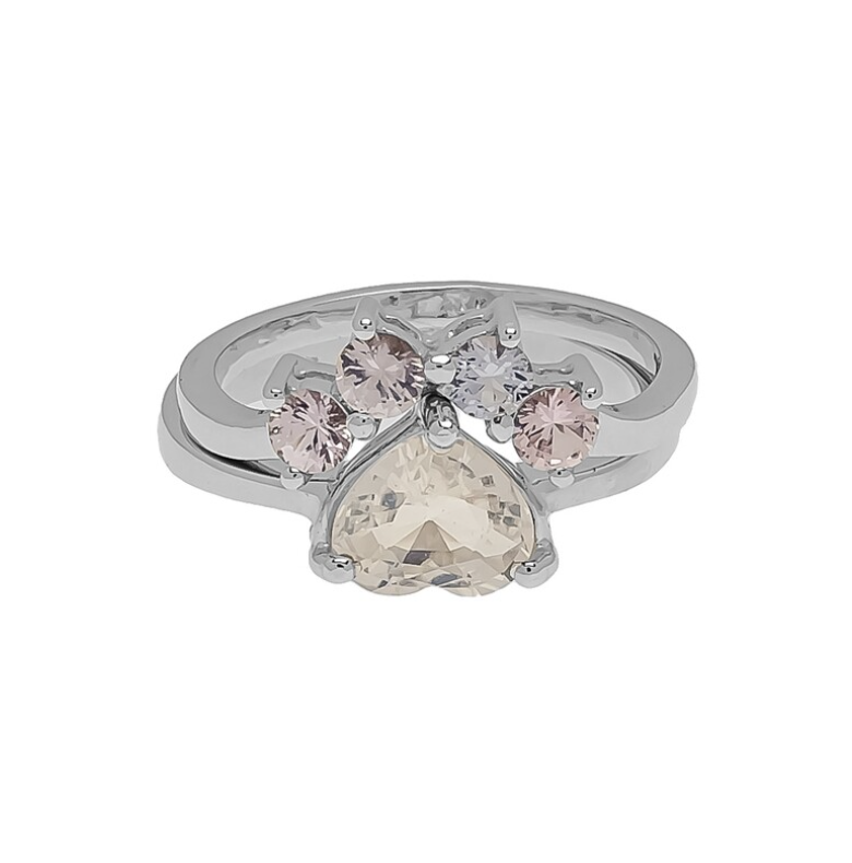 Elemental Paw 2-Rings - Sapphire & Moonstone 6⌀ (14KT)