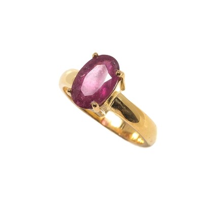 Solitaire Ring - Pink Tourmaline Rubylite  5⌀ (Vermeil)