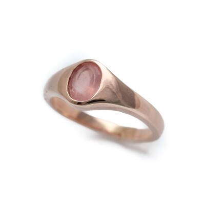 Elemental Gypsy Signet Ring - Rose Quartz 6⌀ (Vermeil)