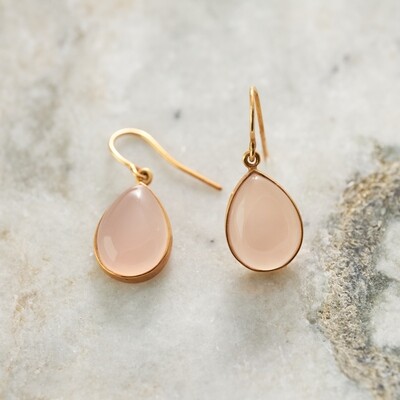 Elemental Rosé Earrings - Pink Chalcedony - (14KT)