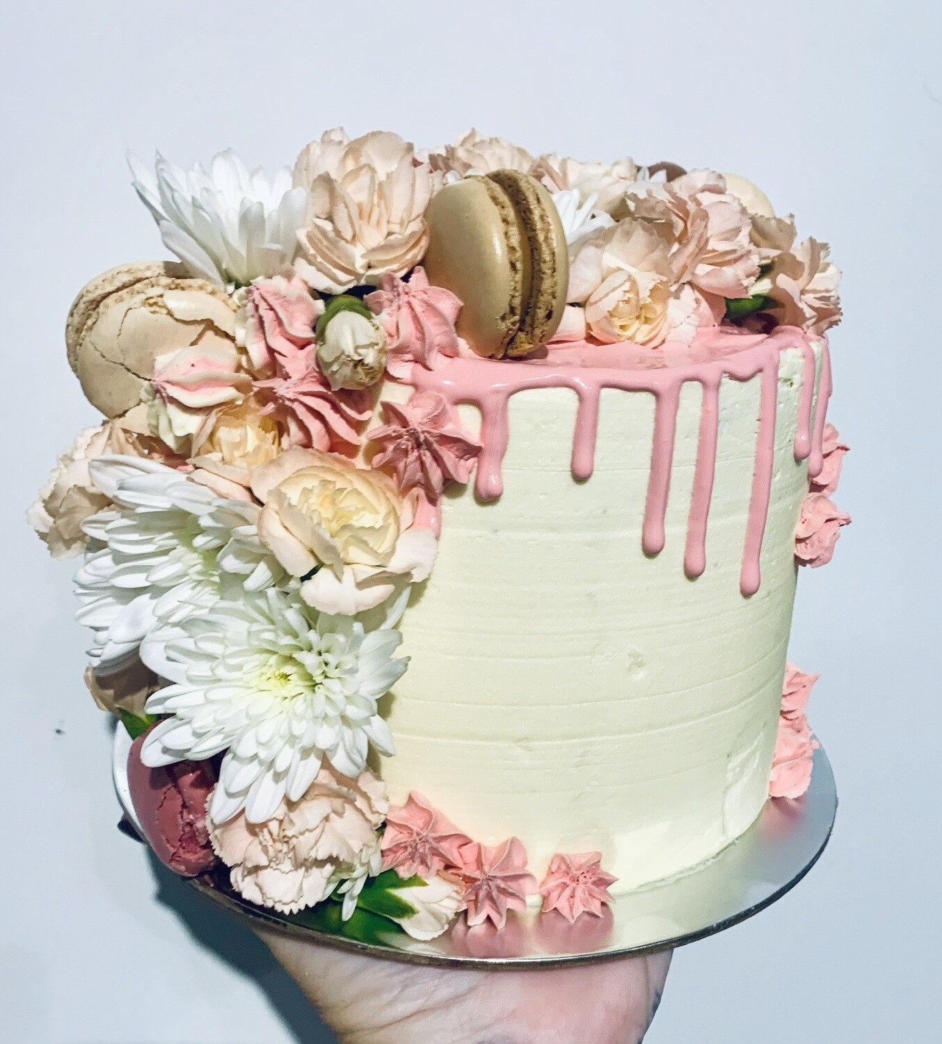 Pink Drip Cake with Tumbling Flowers