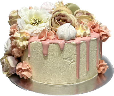 *Pink Drip Cake with Tumbling Flowers - from