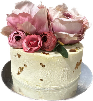 Gold Foil And Flower Cake