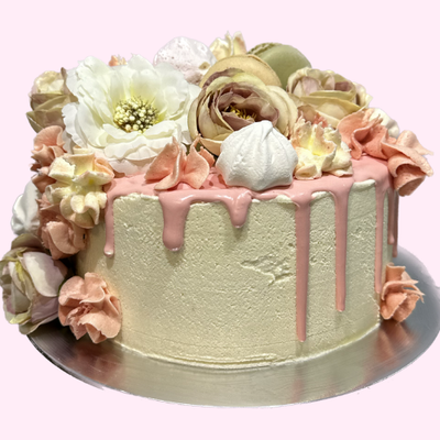*Pink Drip Cake with Tumbling Flowers - from