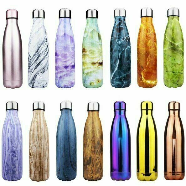 500/750ml/1L Stainless Steel Water Bottle Vacuum Insulated Double Wall Gym Drink