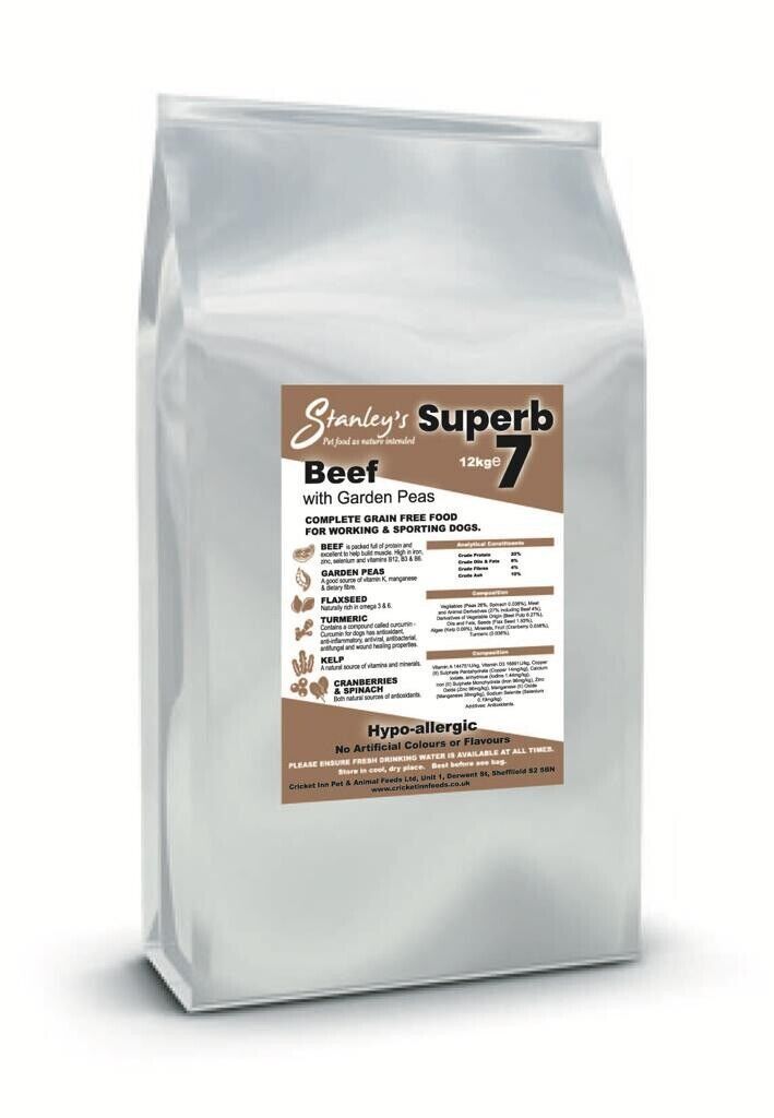 12kg Stanley’s Beef Superb 7 - Beef With Garden Peas Grain Free Dog Food. Buy 2 save £8!!!