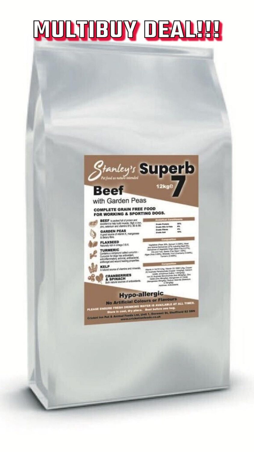 12kg Stanley’s Beef Superb 7 - Beef With Garden Peas Grain Free Dog Food. Buy 2 save £8!!!