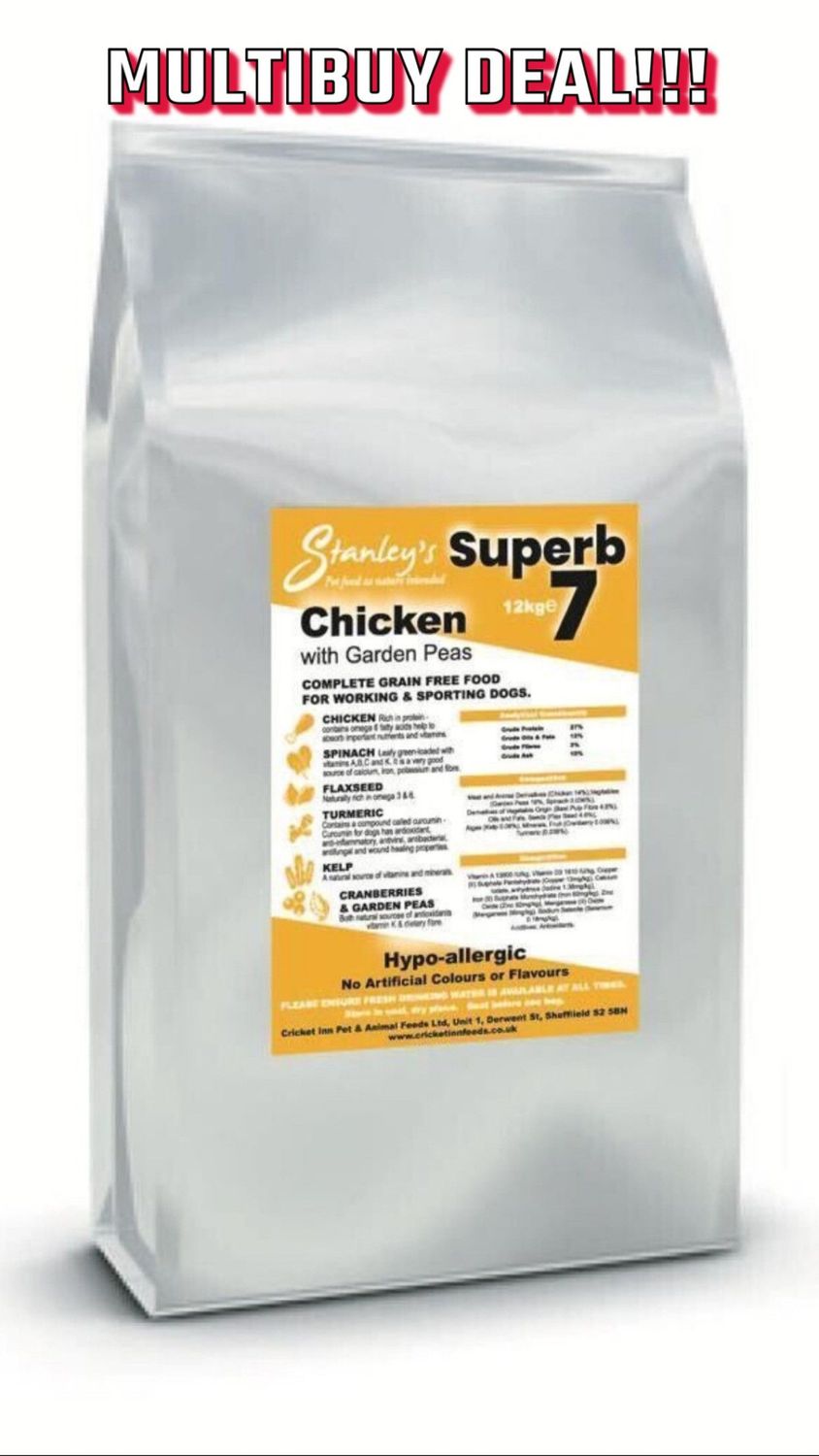 12kg Stanley’s Chicken Superb 7 - Chicken With Garden Peas Grain Free Dog Food. Buy 2 save £8!!!