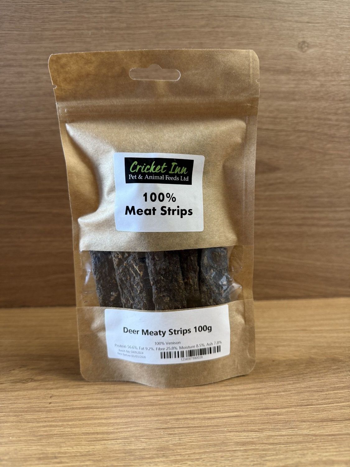 100% Meat Strips 100g, Strips Flavour: Deer Strips