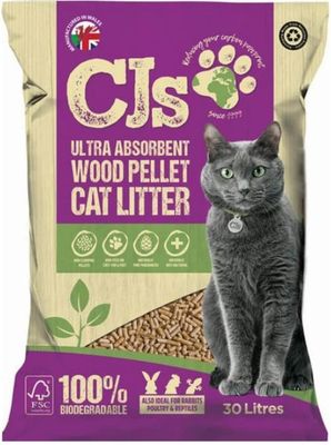 CJs Wood Pellet Cat Litter 30L