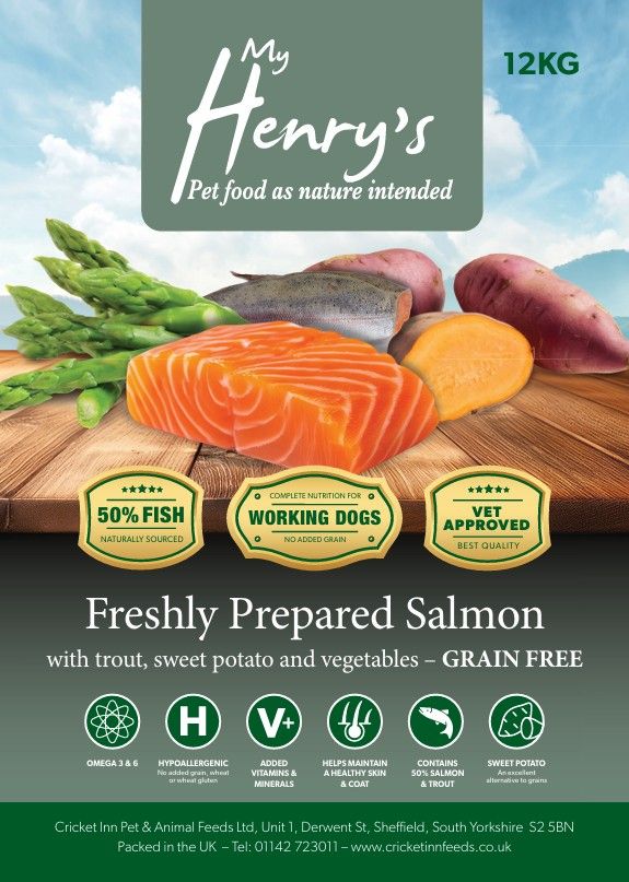 12kg Salmon And Trout, Sweet Potato And Mixed Vegetables  - Hypo Allergenic - Grain Free Dog Food. New Label!