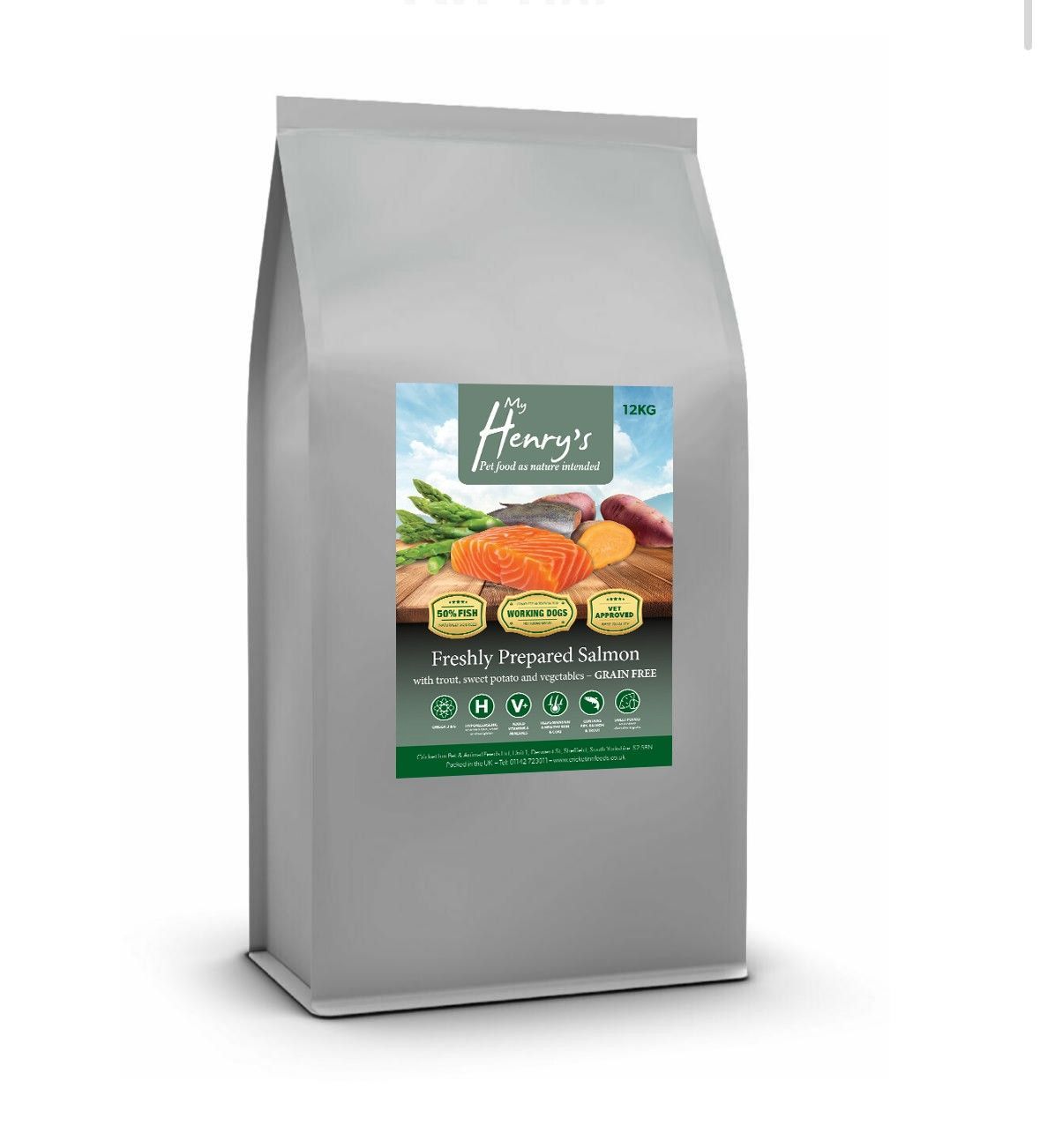 12kg Salmon And Trout, Sweet Potato And Mixed Vegetables  - Hypo Allergenic - Grain Free Dog Food. New Label!