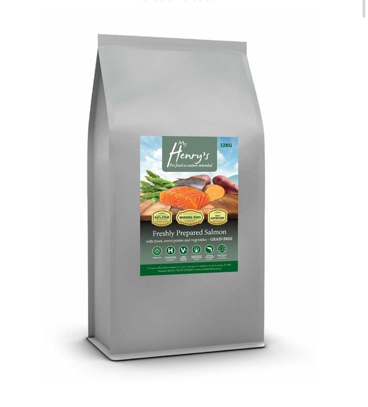 12kg Salmon And Trout, Sweet Potato And Mixed Vegetables  - Hypo Allergenic - Grain Free Dog Food. New Label!