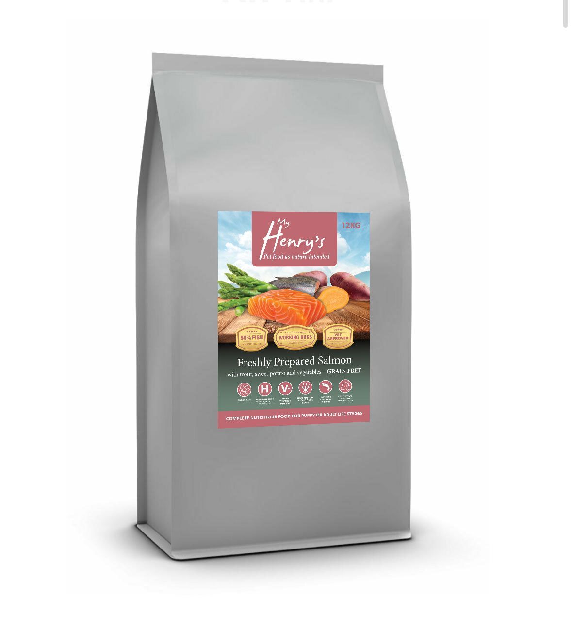 12kg Salmon And Trout, Sweet Potato And Mixed Vegetables  - Hypo Allergenic - Grain Free Dog Food. New Label!