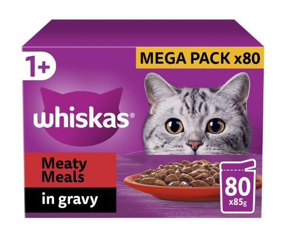 Whiskas Wet Adult Cat Food Meaty Meals in Gravy 80x85g