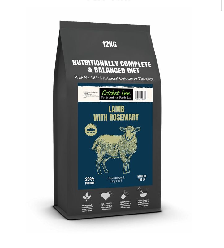 12kg Lamb with Rosemary & Joint care! Hypoallergenic, wheat free!