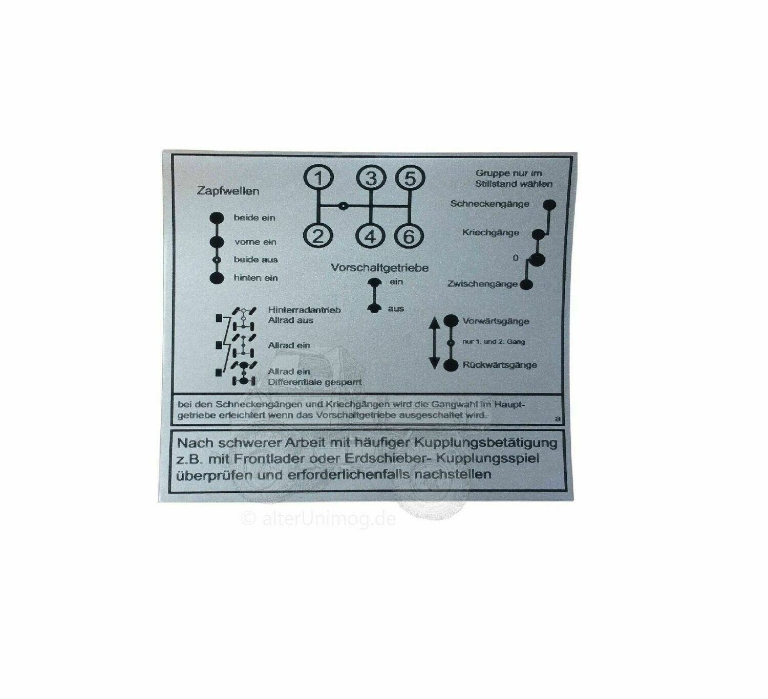 Aufkleber Schaltschema G Getriebe groß