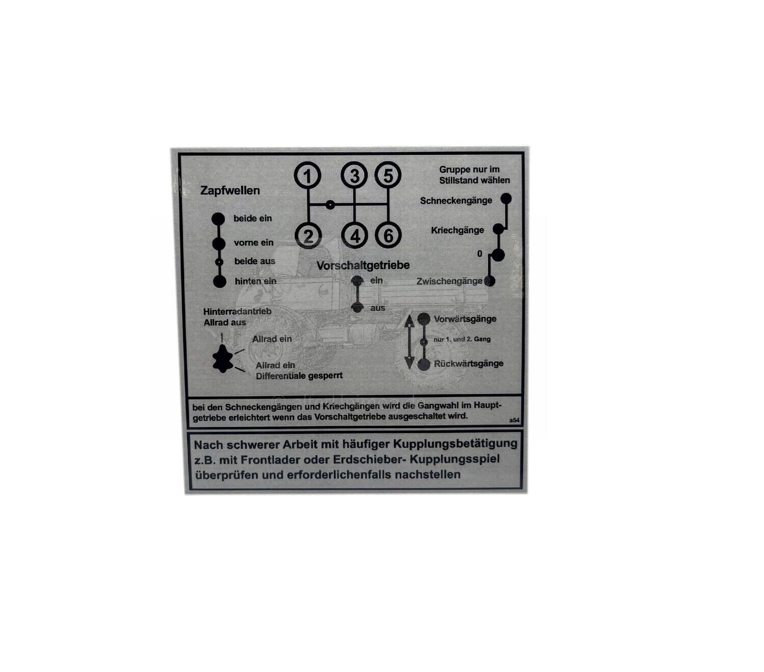 Aufkleber Schaltschema G Getriebe groß Scheibenbremser