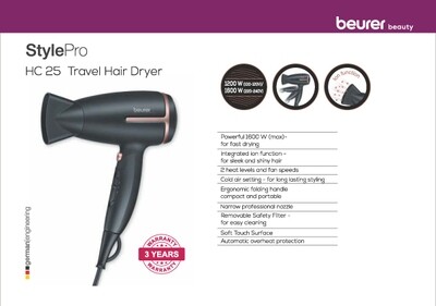 Beurer HC 25 travel hair dryer Beurer HC 25 travel hair dryer