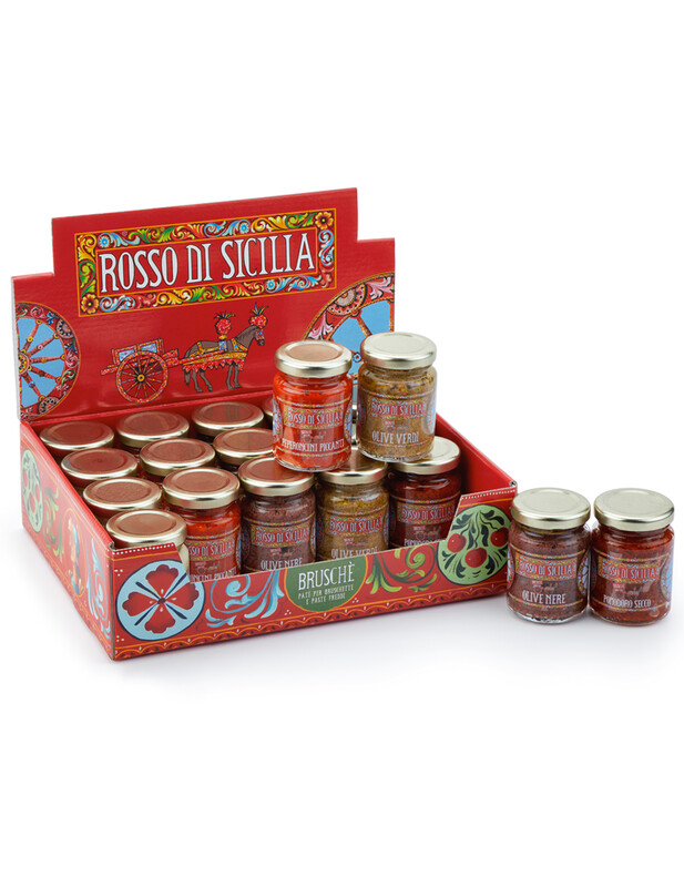 Espositore rosso (€ 2,00 al pezzo) 20 pezzi bruschè 90g