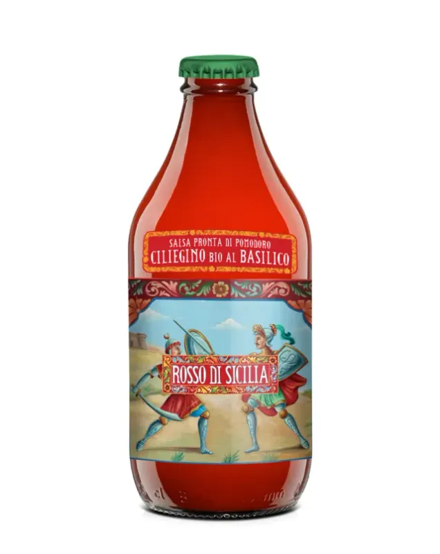 Salsa pronta di pomodoro ciliegino biologica al basilico 330 gr (€ 1,69 al pezzo) - 1 Scatola Rosso di Sicilia da 12 pezzi