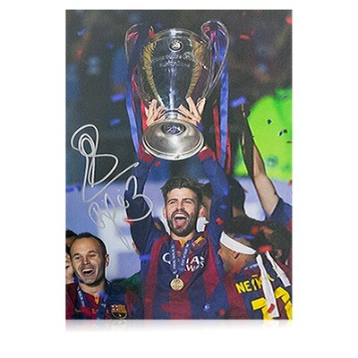 Gerard Pique Signed Barcelona Champions League Winners Print