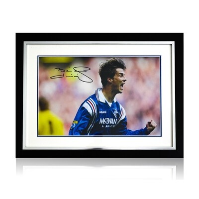 Allstarsignings Framed Brian Laudrup 16x12 Rangers image with COA and proof.