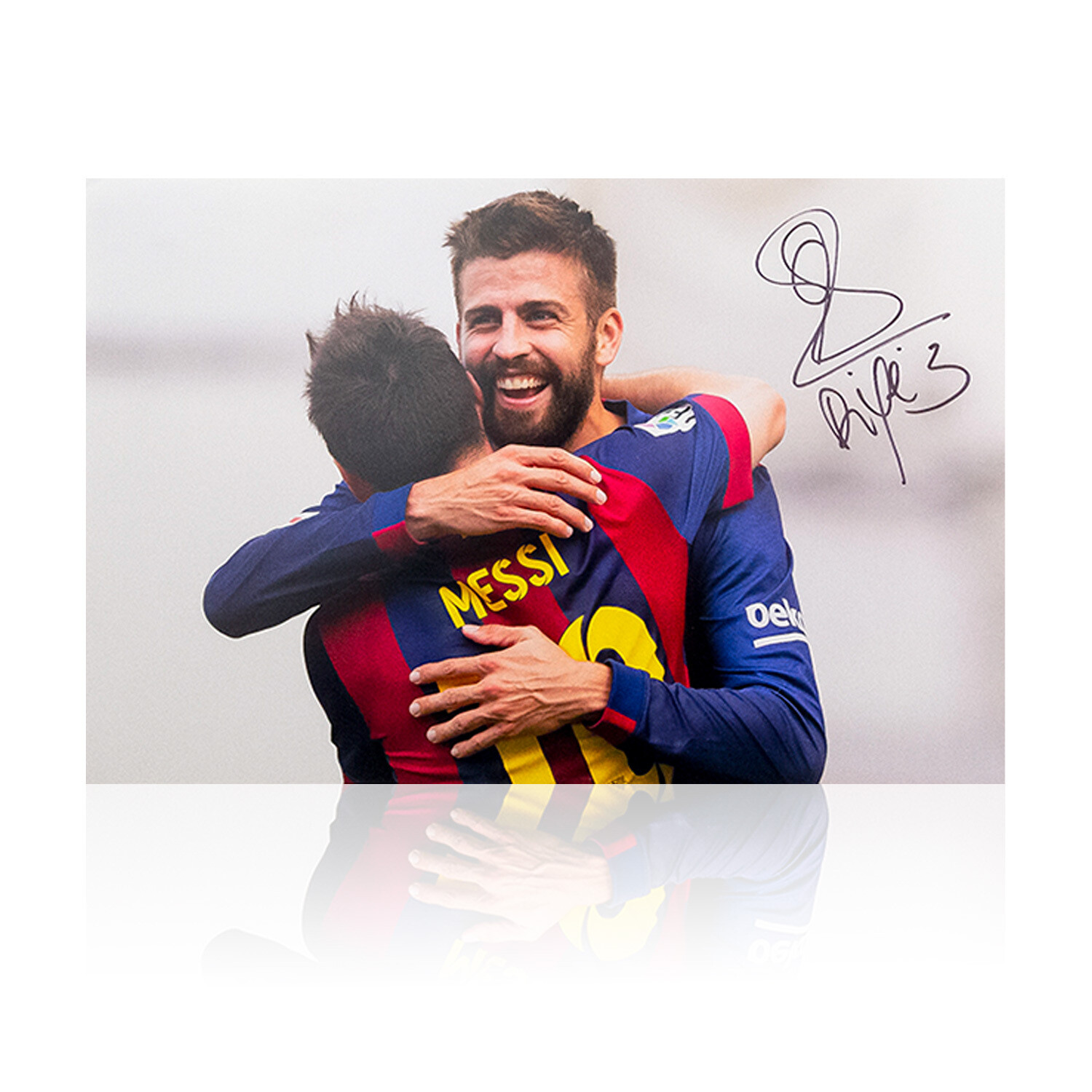 Gerard Pique Celebration with Messi Signed Signed Print