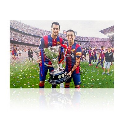 Xavi and Busquets Copa Del Rey Signed Print