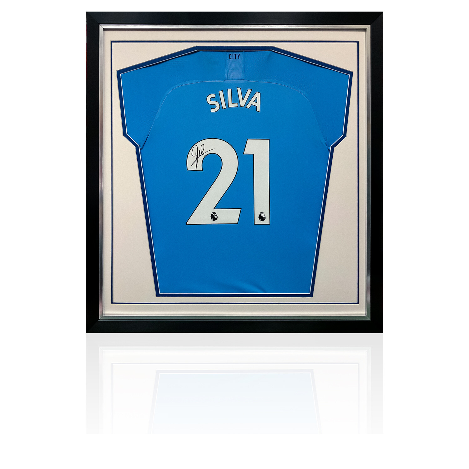 David Silva Signed & Framed Deluxe Man City Shirt
