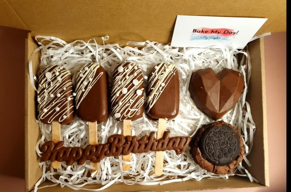 Birthday Milk Chocolate Cakesicles and Brownie Box