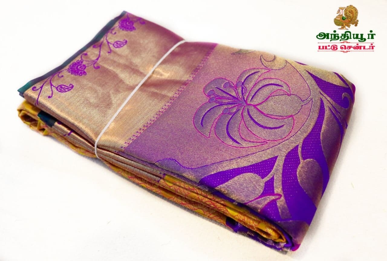 Kanchipuram Jari bordered red saree with full meena work specially made for the bride&#39;s delight.