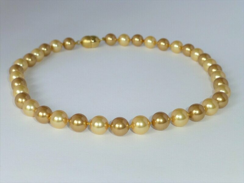 Perlenkette 10mm Goldtöne