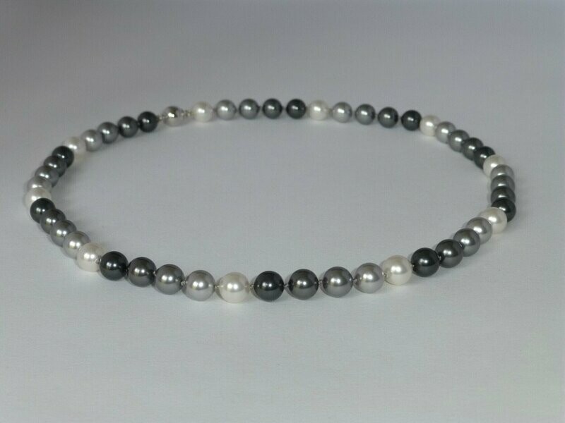 Perlenkette 8mm Grautöne