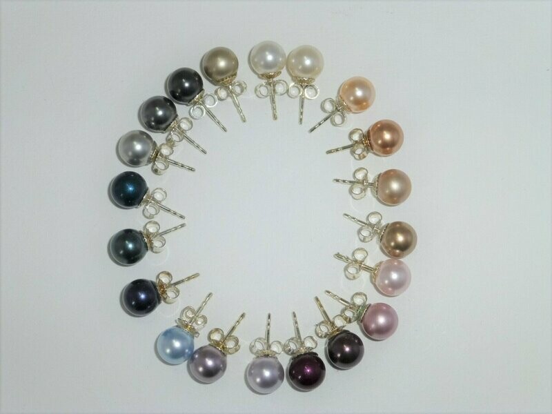 Ohrstecker mit Perle 8mm - glänzende Farben