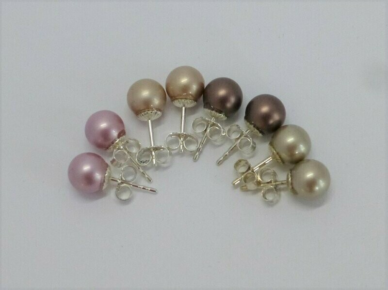 Ohrstecker mit Perle 8mm  - matte Farben
