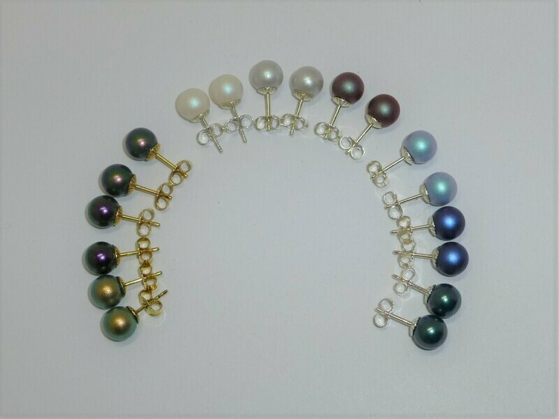 Ohstecker mit Perle 8mm - irisierende Farben