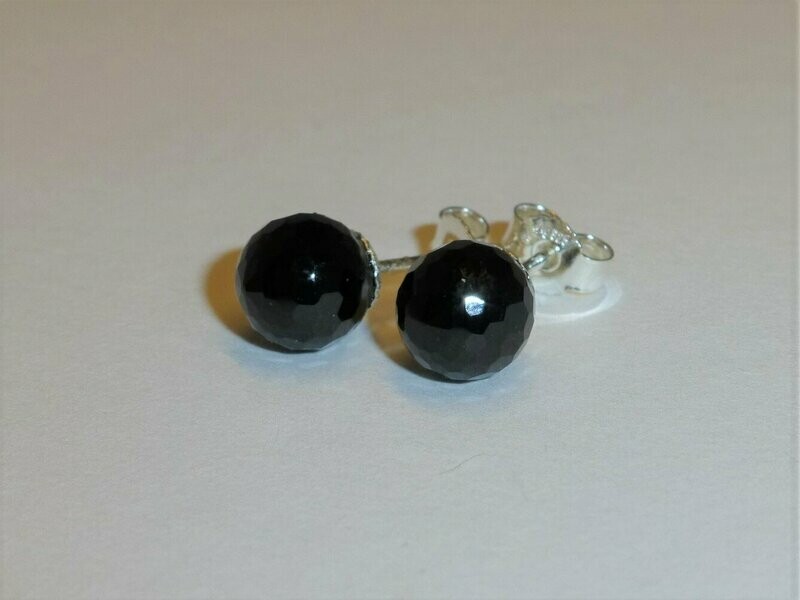 Ohrstecker Onyx Kugel facettiert - verschiedene Größen