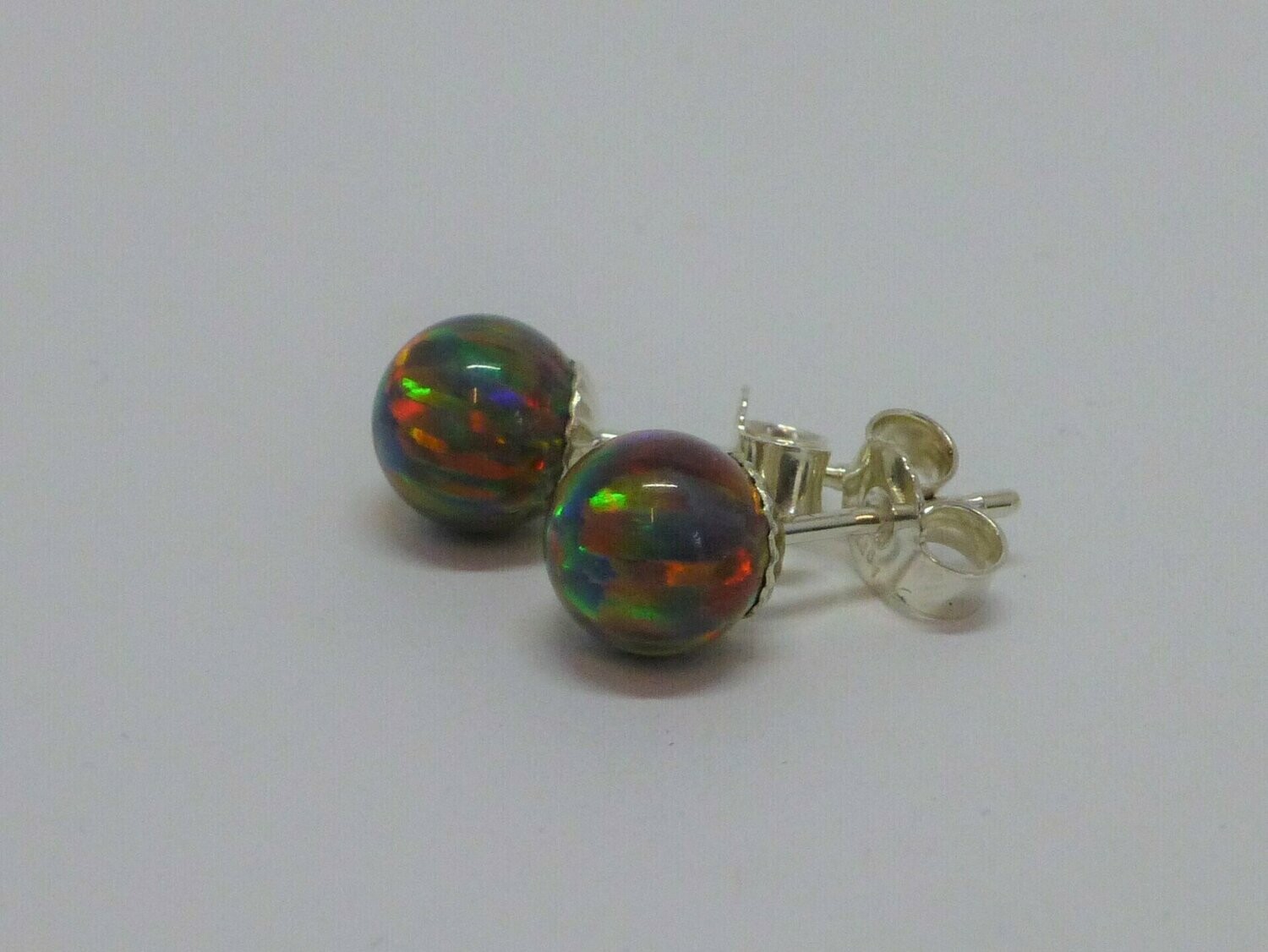 Ohrstecker imit. Opal Kugel Multicolor - verschiedene Größen