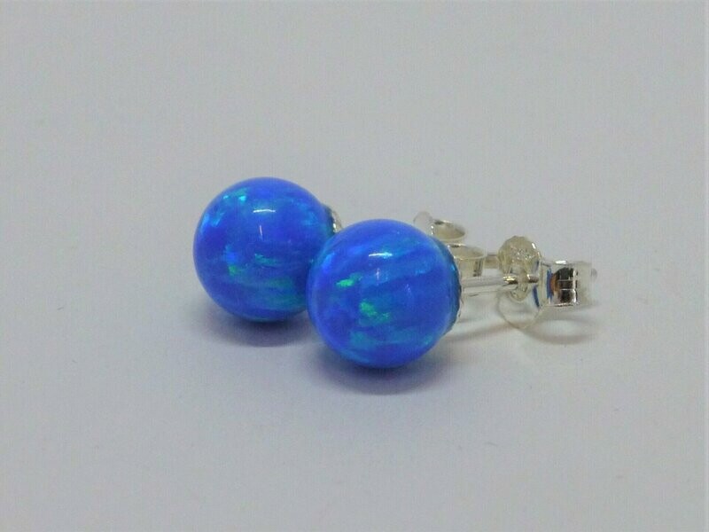 Ohrstecker imit. Opal Kugel Blau - verschiedene Größen