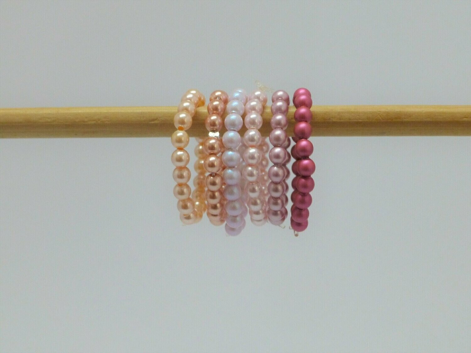 elastischer Perlenring 3mm - Rosa Farbtöne