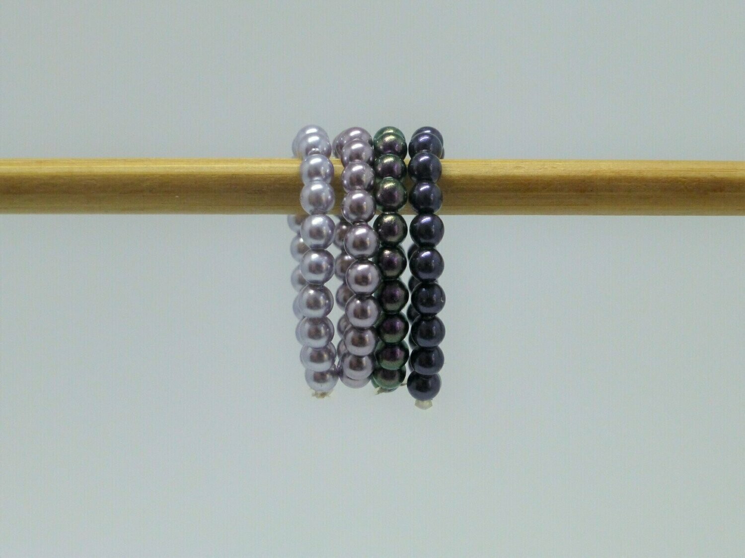 elastischer Perlenring 3mm - Violette Farbtöne