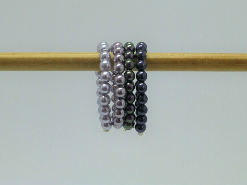 elastischer Perlenring 3mm - Violette Farbtöne